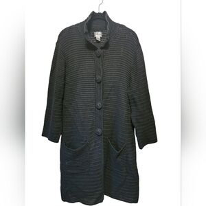 CHICO'S button-down, long knit cardigan, black, size 2